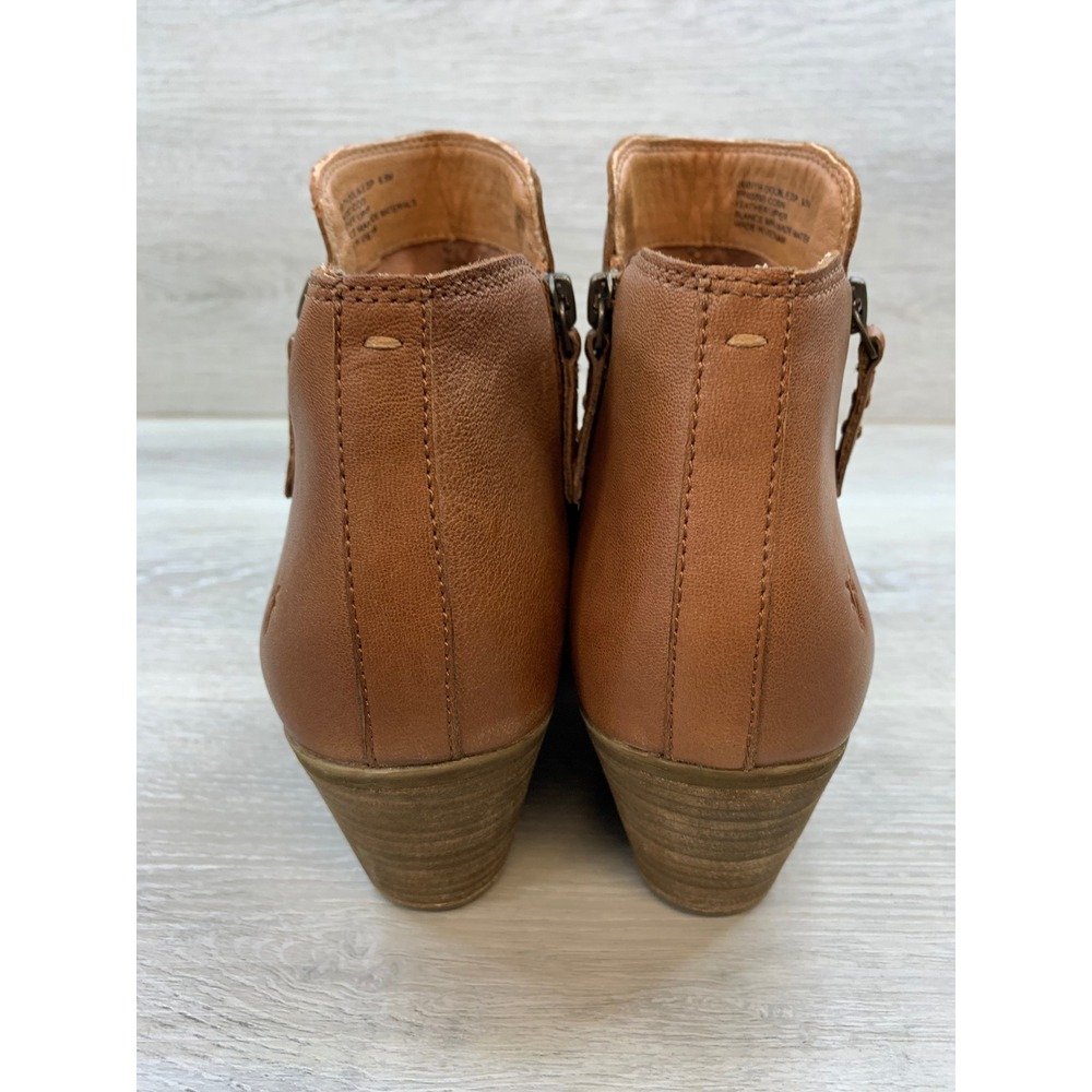 Frye Judith Women's Zip Cognac Leather Ankle Boots 9.5 Booties Comfort Shoes - Picture 4 of 11